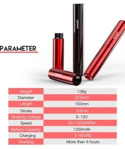 HYVE Beauty Mast Nano Wireless PMU & Tattoo Machine - Red Machines & Needles