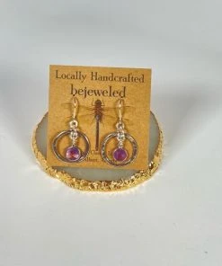 Bejeweled Amethyst & Hammered Silver Earrings B-146 Handmade