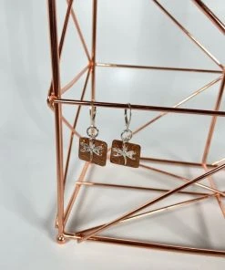 Bejeweled Handmade Copper And Silver Dragonfly Earrings B-148