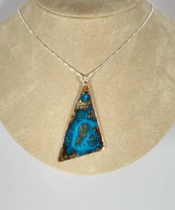 Bejeweled Copper And Sterling Silver Pendant Necklace B-160 Handmade