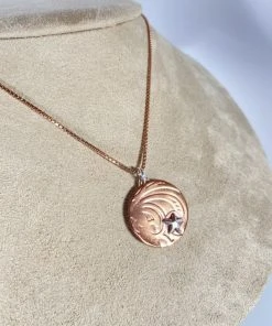 Bejeweled Copper Damask & Silver Starfish Necklace B-154 Handmade