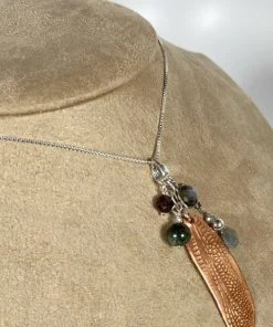 Bejeweled Handmade Copper Dragonfly Wing Necklace With Stones B-153