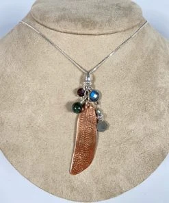 Bejeweled Handmade Copper Dragonfly Wing Necklace With Stones B-153