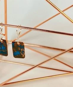 Bejeweled Copper Patina Earrings B-121 Handmade