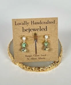 Bejeweled Dalmatian Jasper & Turquoise Silver Earrings B-149