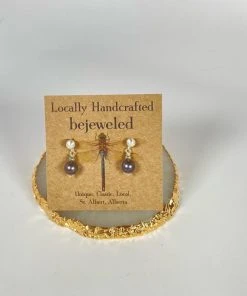 Bejeweled Handmade Freshwater Pearl Silver Stud Earrings B-143