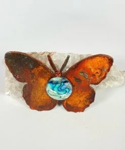 Bejeweled Handmade Gemstone Butterfly Magnet With Abalone M-515