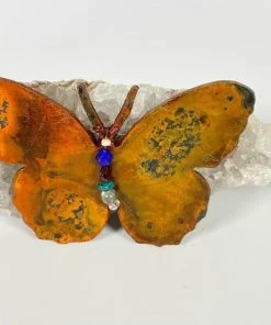 Bejeweled Handmade Gemstone Butterfly Magnet With Lapis, Garnet M-517