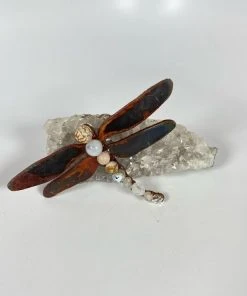 Bejeweled Handmade Gemstone Dragonfly Magnet With Jasper & Jade M-512