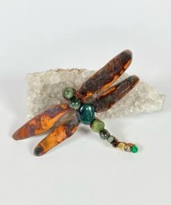 Bejeweled Gemstone Dragonfly Magnet With Jasper & Jade M-513
