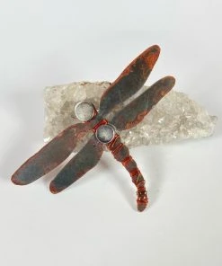 Bejeweled Handmade Gemstone Dragonfly Magnet With Pearls & Amethyst M-510