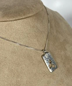 Bejeweled Geometric Hand Cut Sterling Silver Necklace B-155 Handmade