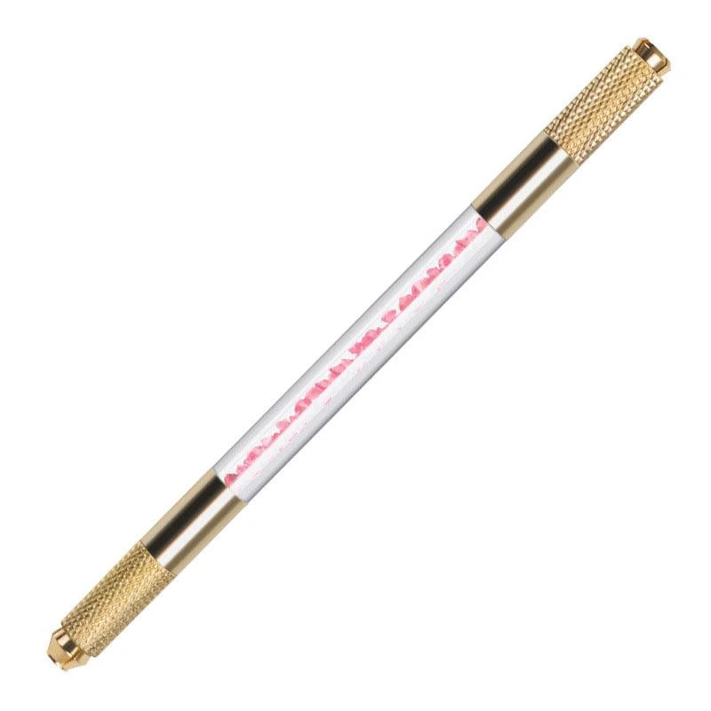 HYVE Beauty Gold Double Ended Microblading Hand Tool - Pink Crystal