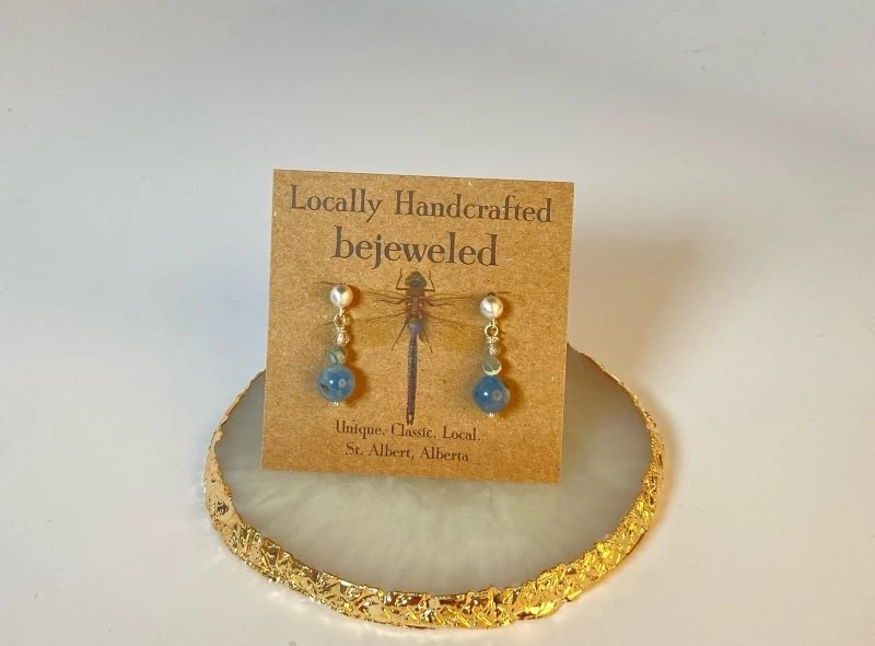 Bejeweled Kyanite & Labradorite Stud Earrings B-123