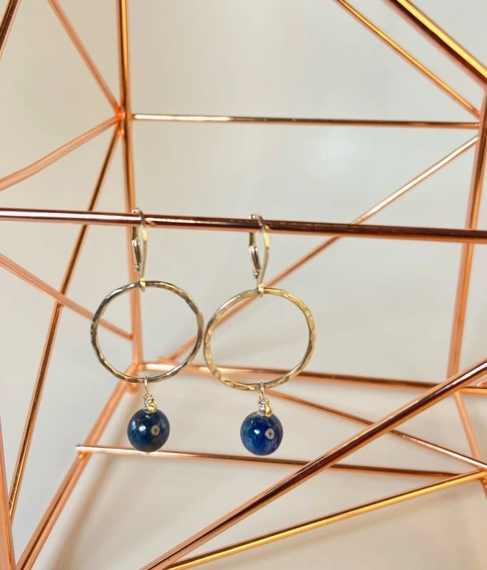 Bejeweled Kyanite & Silver Earrings B-107 Handmade