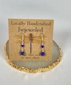 Bejeweled Lapis Drop Earrings B-150 Handmade
