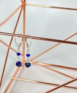 Bejeweled Lapis Drop Earrings B-150 Handmade