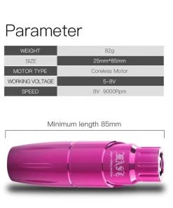 Dragon Hawk Mast Tour Wireless PMU Tattoo Machine WITH BATTERY - Pink