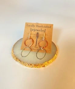 Bejeweled Mixed Metal Sterling Silver & Copper Earrings B-112 Handmade