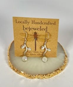 Bejeweled Handmade Moonstone Vine Earrings B-152