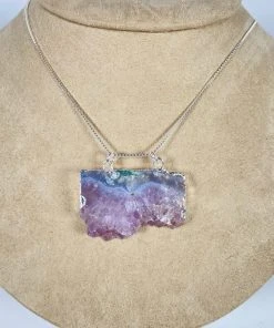 Bejeweled Raw Amethyst Sterling Silver Necklace B-156 Handmade