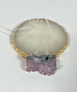 Bejeweled Raw Amethyst Sterling Silver Necklace B-156 Handmade