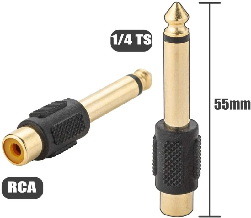HYVE Beauty Machines & Needles RCA To 1/4 Adapter - RCA Female To TS 6.35mm Mono Male Converter Connector