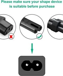 HYVE Beauty Replacement Power Supply Cord 2 Prong 5FT/1.5M