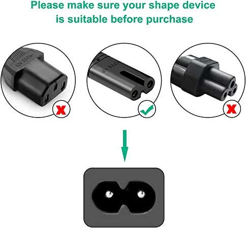 HYVE Beauty Replacement Power Supply Cord 2 Prong 5FT/1.5M