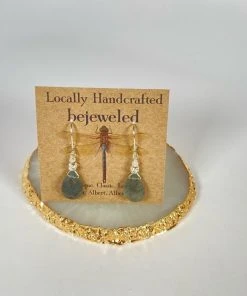 Bejeweled Rutilated Quartz & Silver Earrings B-135 Handmade