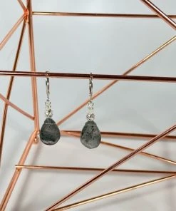 Bejeweled Rutilated Quartz & Silver Earrings B-135 Handmade