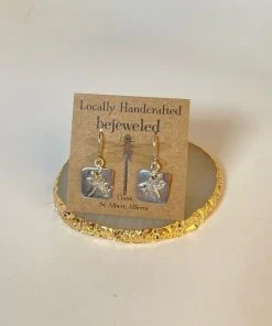 Bejeweled Silver Dragonfly Earrings B-118