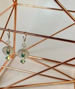 Bejeweled Handmade Silver & Turquoise Swarovski Crystal Earrings B-114