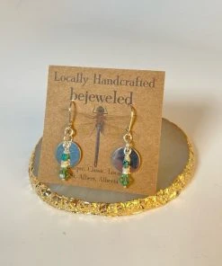 Bejeweled Handmade Silver & Turquoise Swarovski Crystal Earrings B-114