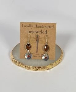 Bejeweled Smoky Quartz & Garnet Earrings B-126 Handmade
