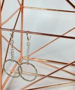 Bejeweled Sterling Silver Chain Earrings B-140 Handmade