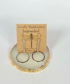 Bejeweled Sterling Silver Chain Earrings B-140 Handmade