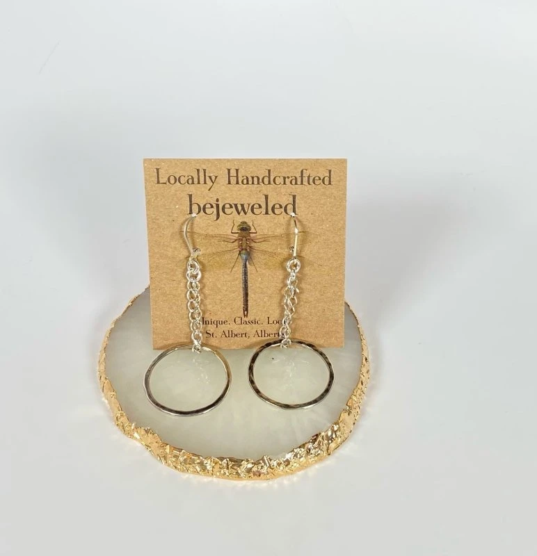 Bejeweled Sterling Silver Chain Earrings B-140 Handmade