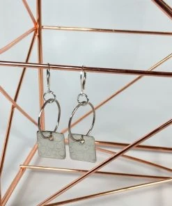 Bejeweled Sterling Silver Geometric Earrings B-127 Handmade