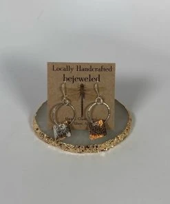 Bejeweled Sterling Silver Geometric Earrings B-127 Handmade