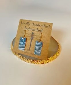 Bejeweled Handmade Sterling Silver Wave Earrings B-104