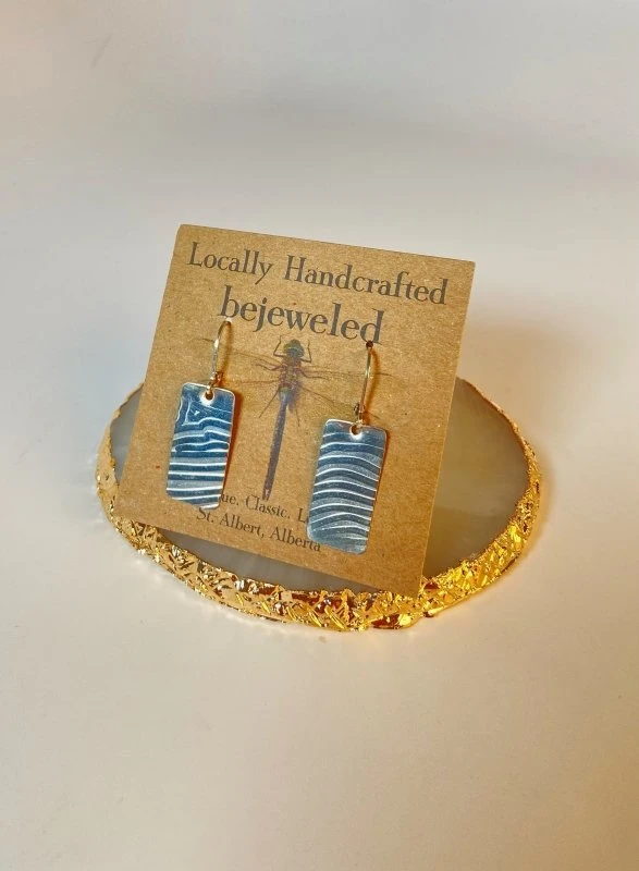 Bejeweled Handmade Sterling Silver Wave Earrings B-104