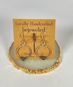 Bejeweled Handmade Turquoise & Hammered Silver Earrings B-142