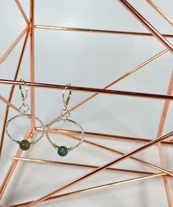 Bejeweled Handmade Turquoise & Hammered Silver Earrings B-142